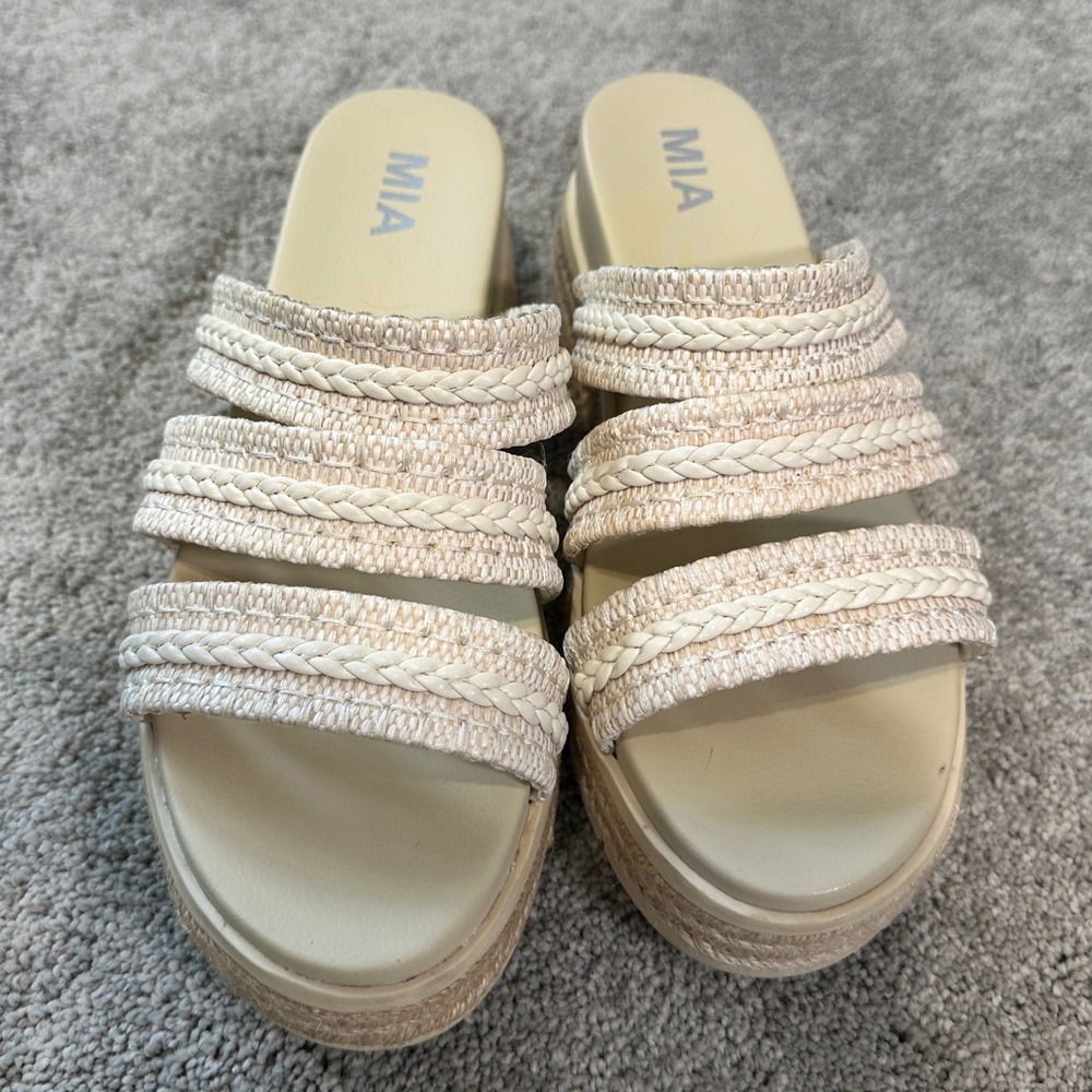 MIA Platform Espadrille Slide Sandals Womens 8 Cream